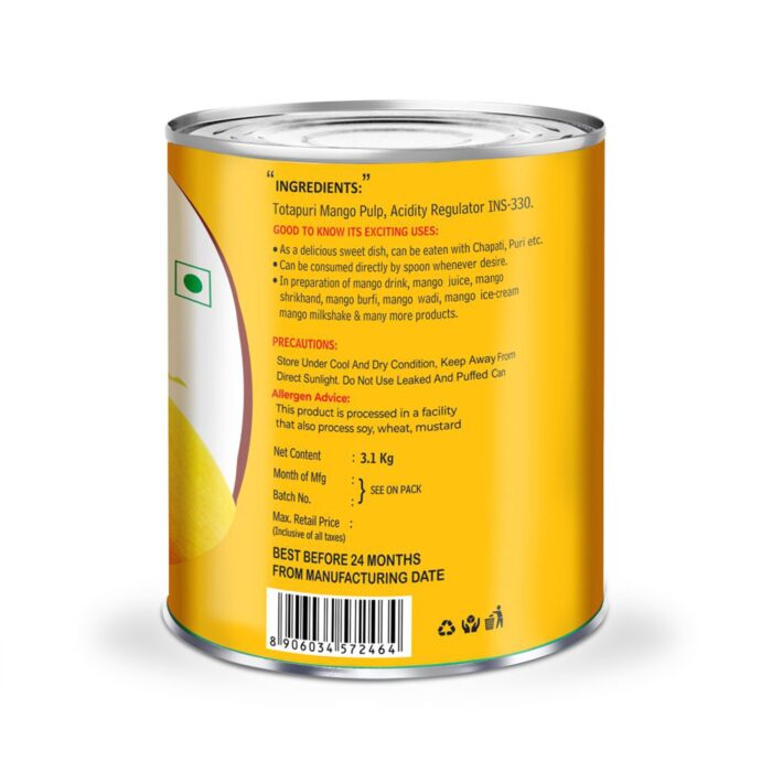 Totapuri Mango Pulp (Natural) 3.1 kg_2